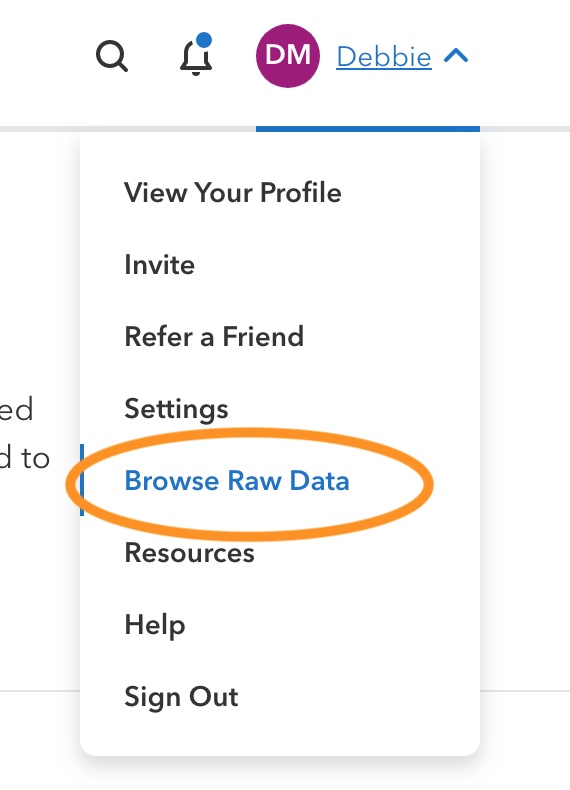 screenshot of the browse raw data button on 23andMe