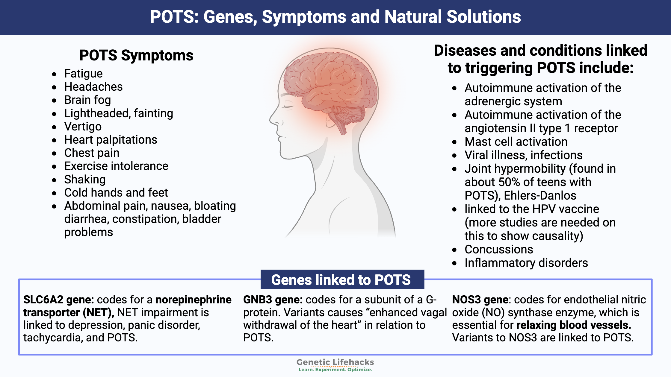 POTS symptoms, genes and causes