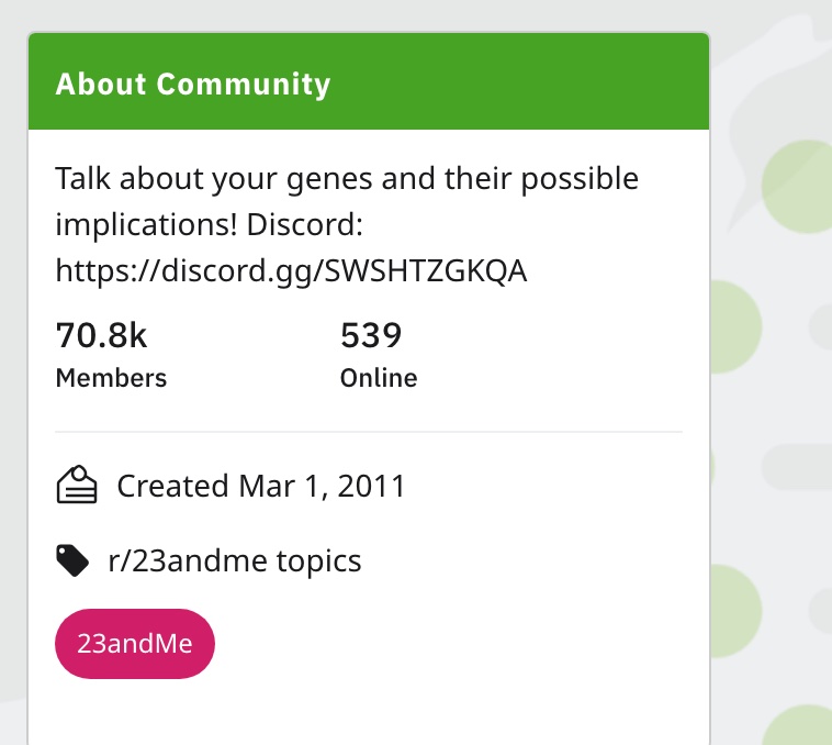 23andMe reddit membership
