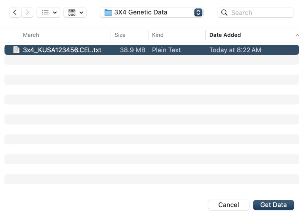 Convert a 3X4 Genetics Data File to 23andMe Raw Data Format